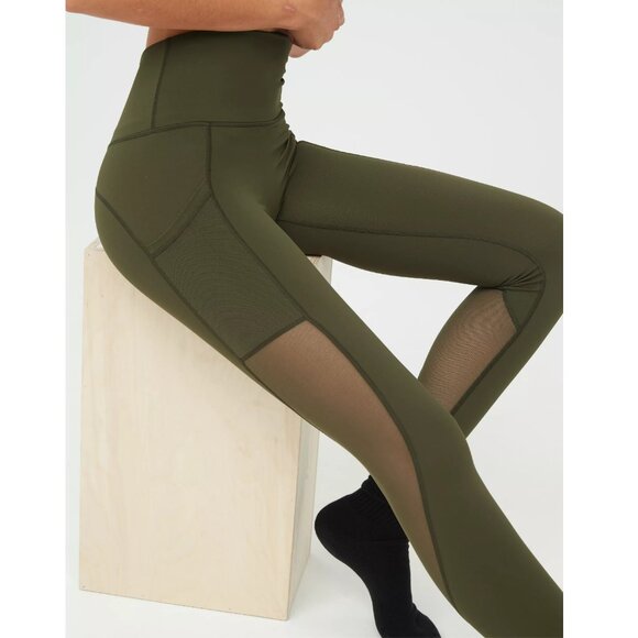 Aerie Offline XS Goals High Waisted Pocket Legging Olive Green Mesh Extra Small - Picture 3 of 16